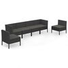 vidaXL Set de muebles de jard&iacute;n 6 pzas y cojines rat&aacute;n sint&eacute;tico negro