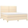 vidaXL Cama box spring colch&oacute;n y luces LED tela crema 160x200 cm