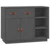 vidaXL Aparador de madera maciza de pino gris 98,5x40x75 cm