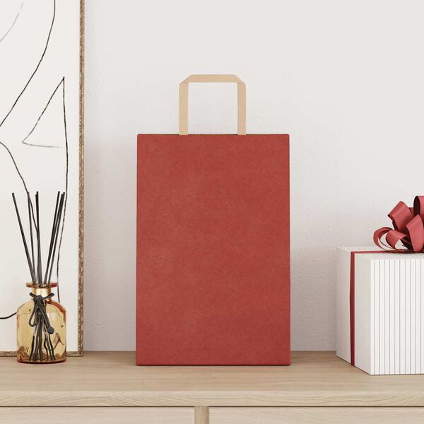 vidaXL Bolsas de papel con asas 250 uds rojo 21x11x31 cm