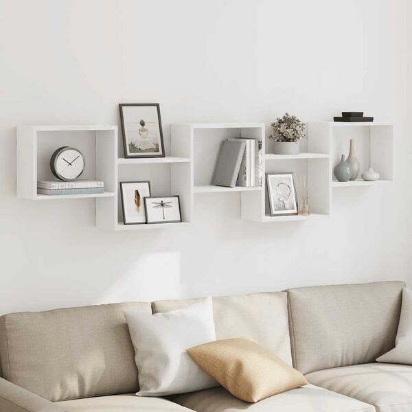 vidaXL Estante cubo de pared 5 compartimentos madera ingenier&iacute;a blanco