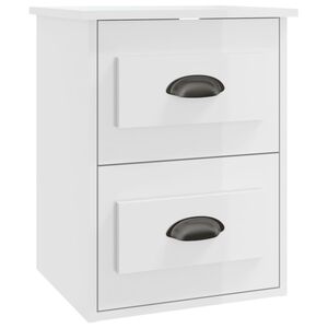 vidaXL Mesita de noche de pared blanco brillante 41,5x36x53 cm