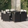 vidaXL Set de comedor de jard&iacute;n 9 pzas y cojines rat&aacute;n sint&eacute;tico negro