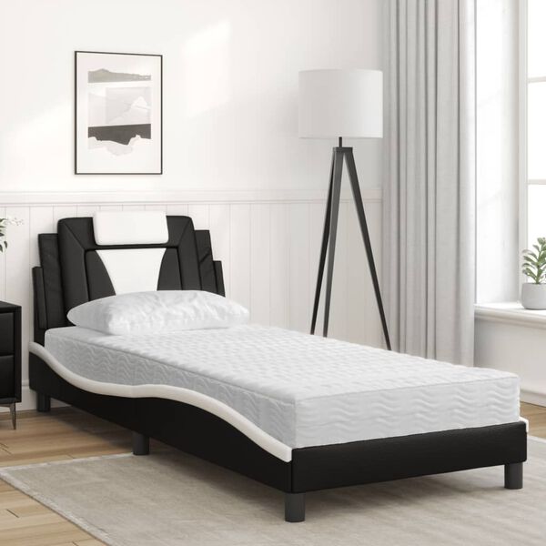 vidaXL Cama Viana con colch&oacute;n cuero sint&eacute;tico negro y blanco 80x200 cm