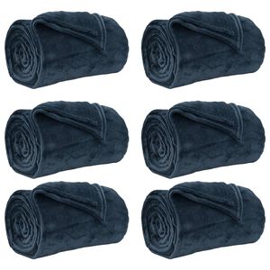 vidaXL Mantitas de Sof&aacute; 6 uds. Azul marino 130 x 150 cm 3.04 kg Lana