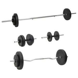 vidaXL Juego de barras y mancuernas con discos 60 kg