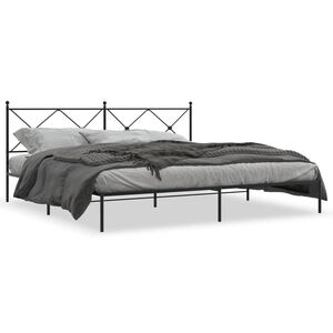 vidaXL Estructura cama sin colch&oacute;n con cabecero metal negro 193x203 cm