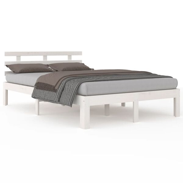 vidaXL Estructura de cama sin colch&oacute;n madera maciza blanco 160x200 cm