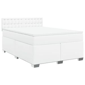 vidaXL Cama box spring con colch&oacute;n cuero sint&eacute;tico blanco 140x190 cm