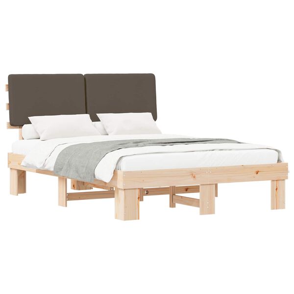 vidaXL Estructura de Cama con Cabecera Tapizada Taup&eacute; 120 x 190 cm