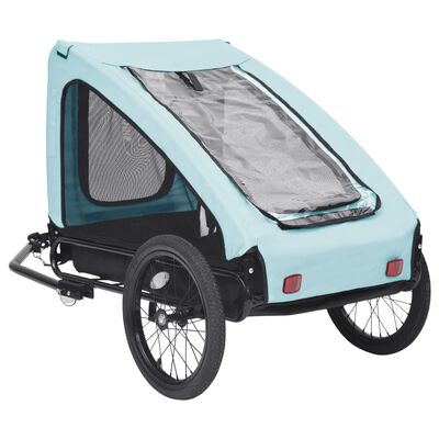 vidaXL Remolque de bicicleta para mascotas azul y negro