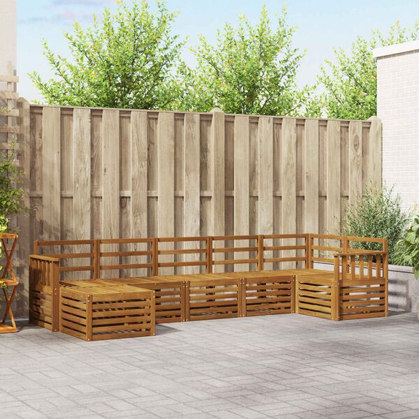 vidaXL Juegos de sof&aacute;s 7 pcs Natural Madera de Acacia S&oacute;lida