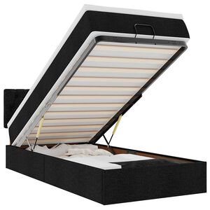 vidaXL Cama otomana con colch&oacute;n tela negra 100x200 cm