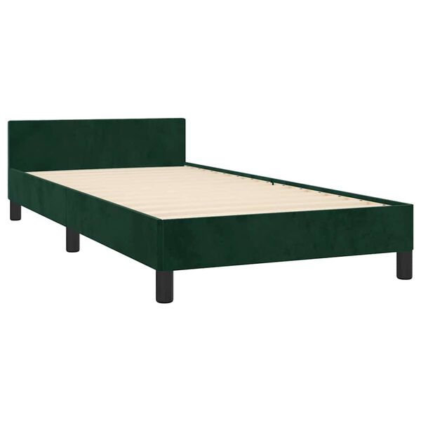 vidaXL Estructura de cama sin colch&oacute;n terciopelo verde oscuro 90x190cm