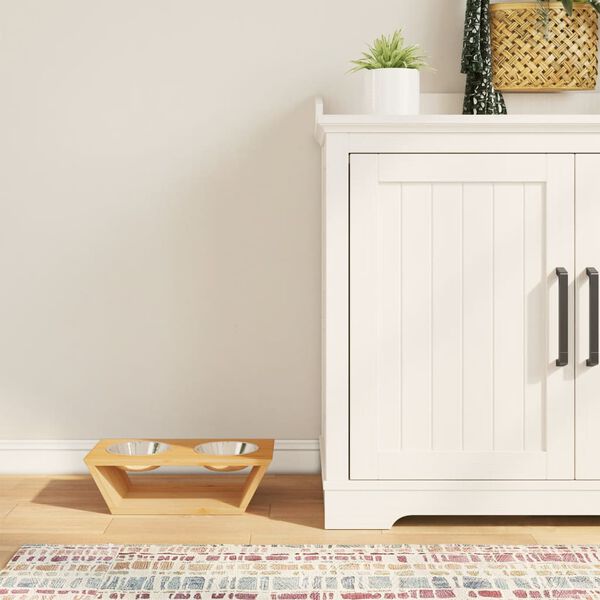 vidaXL Comederos altos para perros bamb&uacute; 35,5x18x10,5 cm