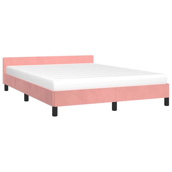 vidaXL Cama con cabecero sin colch&oacute;n terciopelo rosa 140x190 cm