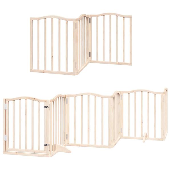 vidaXL Puerta para perros plegable 9 paneles madera de álamo 450 cm