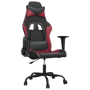 vidaXL Silla gaming cuero sint&eacute;tico negro y rojo vino tinto