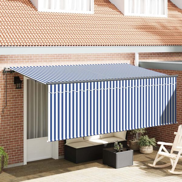 vidaXL Toldo Retr&aacute;ctil Azul y 400 x 200 cm Poli&eacute;ster y Aluminio