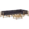 vidaXL Set de muebles de jard&iacute;n 6 piezas bamb&uacute; con cojines gris oscuro