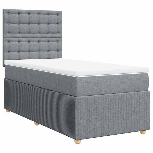 vidaXL Cama box spring con colch&oacute;n tela gris claro 80x200 cm