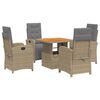 vidaXL Set comedor de jard&iacute;n 5 pzas con cojines rat&aacute;n sint&eacute;tico beige