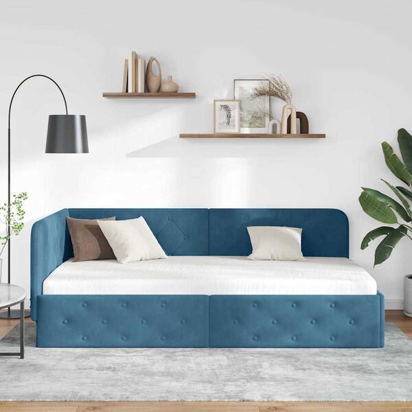 vidaXL Estructura de cama en esquina Azul 100 x 200 cm Terciopelo