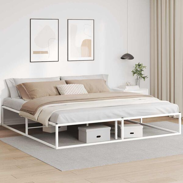 vidaXL Estructura de cama sin colch&oacute;n metal blanco 200x200 cm