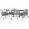 vidaXL Juego comedor jard&iacute;n 7 pzas cojines rat&aacute;n sint&eacute;tico vidrio gris