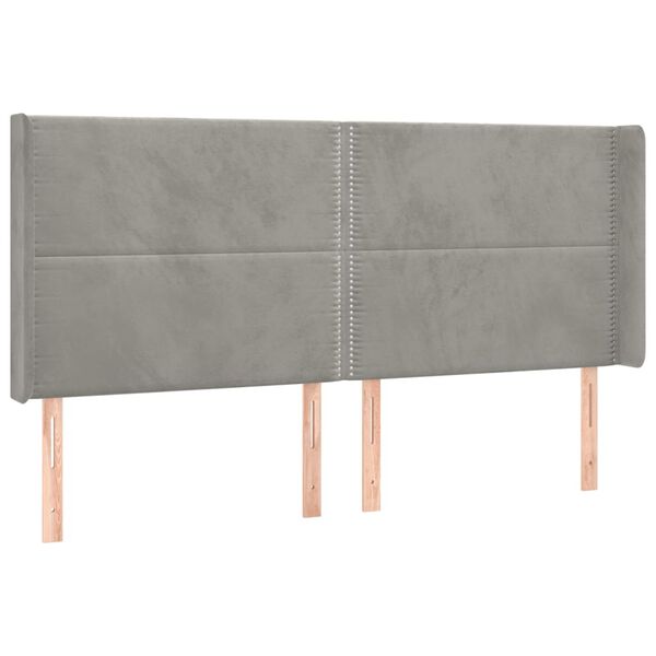 vidaXL Cabecero con orejas de terciopelo gris claro 203x16x118/128 cm