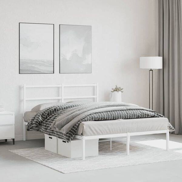 vidaXL Estructura cama sin colchón con cabecero metal blanco 140x190cm