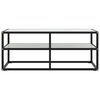 vidaXL Mueble para TV negro con vidrio de m&aacute;rmol blanco 100x40x40 cm