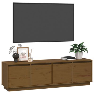 vidaXL Mueble de TV madera maciza de pino marrón miel 156x37x45 cm