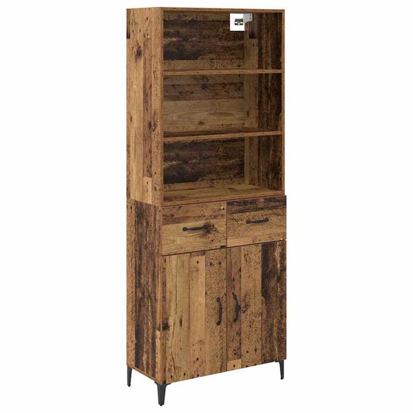 vidaXL Aparador alto con caj&oacute;n Madera envejecida 69,5 x 34 x 180 cm