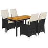 vidaXL Set de muebles jard&iacute;n 5 pzas con cojines rat&aacute;n sint&eacute;tico negro