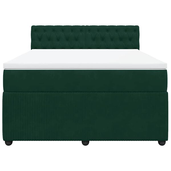 vidaXL Cama box spring con colch&oacute;n terciopelo verde oscuro 140x200 cm