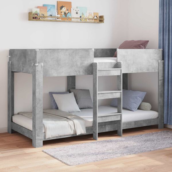 vidaXL Cama Litera para Ni&ntilde;os con colch&oacute;n Gris Concreto 90 x 200 cm