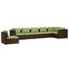 vidaXL Set muebles de jard&iacute;n 7 piezas y cojines rat&aacute;n sint&eacute;tico marr&oacute;n