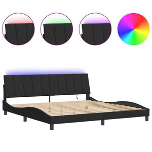 vidaXL Estructura de cama con LED sin colch&oacute;n Hanko terciopelo negro 200x200 cm