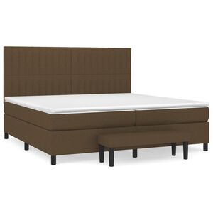 vidaXL Cama box spring con colch&oacute;n tela marr&oacute;n oscuro 200x200 cm
