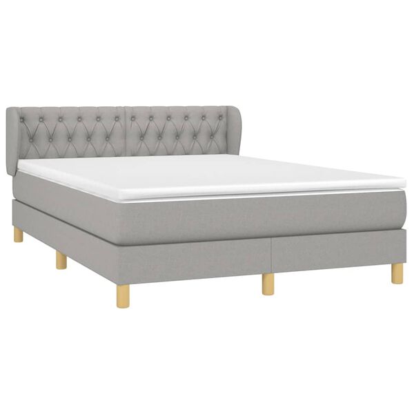 vidaXL Cama box spring con colch&oacute;n tela gris claro 140x190 cm