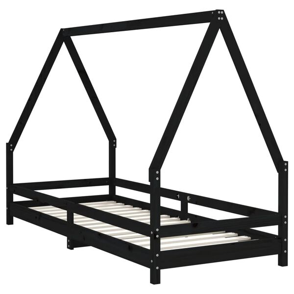 vidaXL Estructura de cama para ni&ntilde;os madera de pino negro 80x200 cm