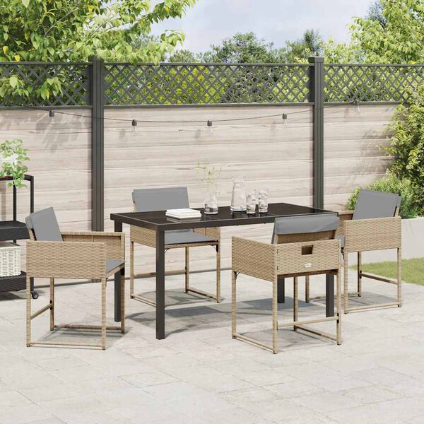vidaXL Conjunto de Comedor de Jard&iacute;n 5 pcs Beige rat&aacute;n sint&eacute;tico