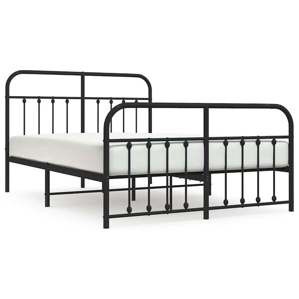 vidaXL Estructura cama sin colchón con estribo metal negro 140x190 cm