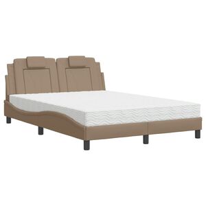 vidaXL Cama Viana con colch&oacute;n cuero sint&eacute;tico capuchino 140x200 cm