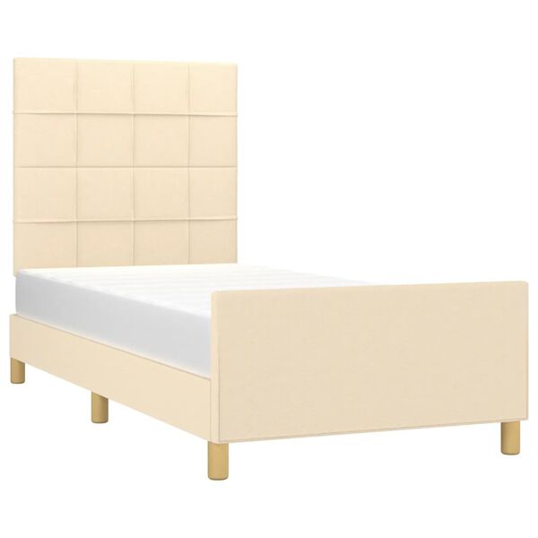 vidaXL Estructura de cama sin colch&oacute;n tela crema 100x200 cm