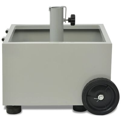 Base Para Sombrilla De Madera Maciza - Color Blanco Lavado, Medidas 34x34x40 Cm, Diseño Moderno Para Exteriores