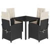 vidaXL Set de muebles jard&iacute;n 5 pzas con cojines rat&aacute;n sint&eacute;tico negro