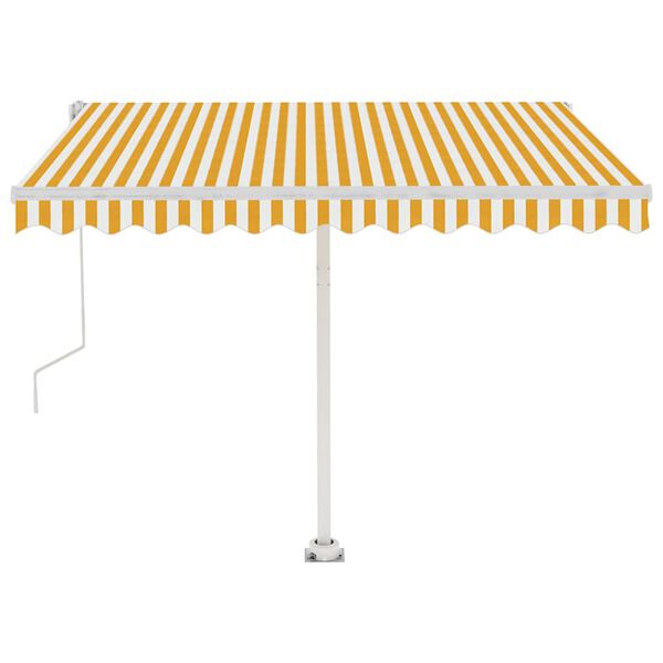 vidaXL Toldo de pie autom&aacute;tico amarillo y blanco 300x250 cm