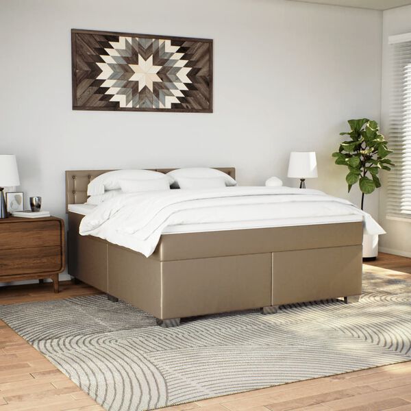 vidaXL Cama box spring con colch&oacute;n cuero sint&eacute;tico capuchino 180x200cm